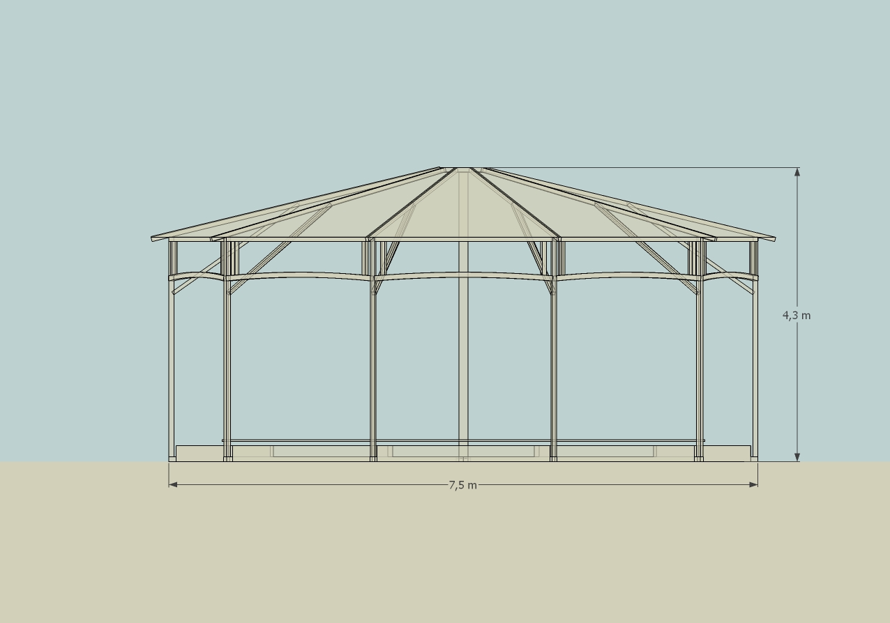Ancien kiosque de manège 1900 restauré – Structure complète Ø 7,5 m